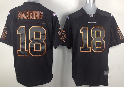 NFL Denver Broncos 18 Peyton Manning Authentic Black Game Jersey